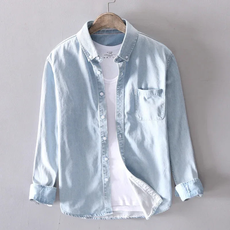Heritage Baumwoll-Denim Hemd mit Knöpfen