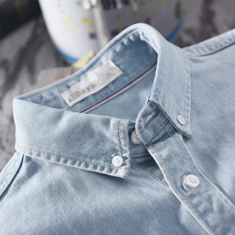 Heritage Baumwoll-Denim Hemd mit Knöpfen