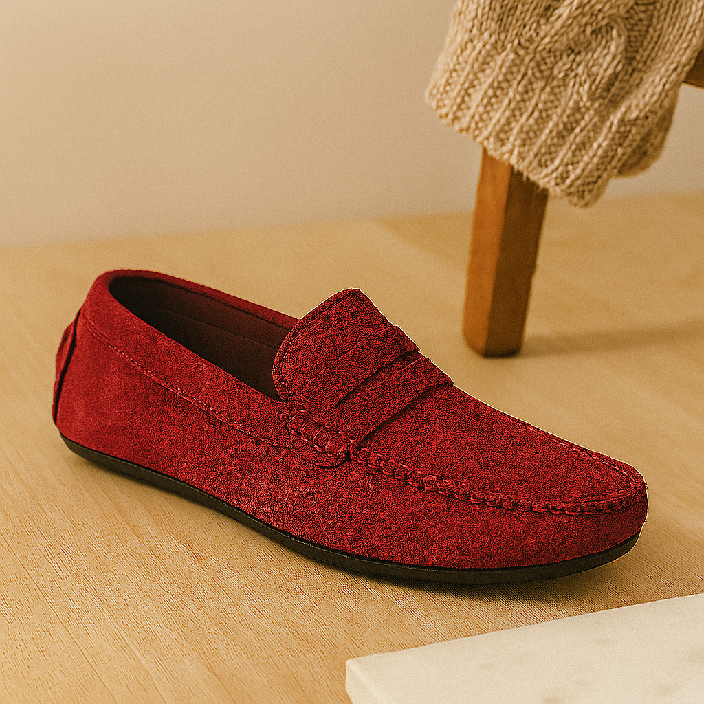 Milano Herren Leder Slipper – Klassische Slip-On Schuhe mit rutschfester Sohle