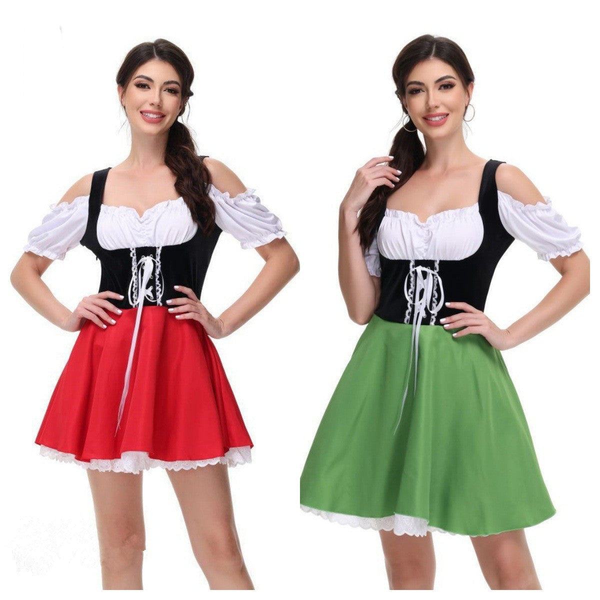 Trachtenkleid für Damen mit Puffärmeln und Schnürung