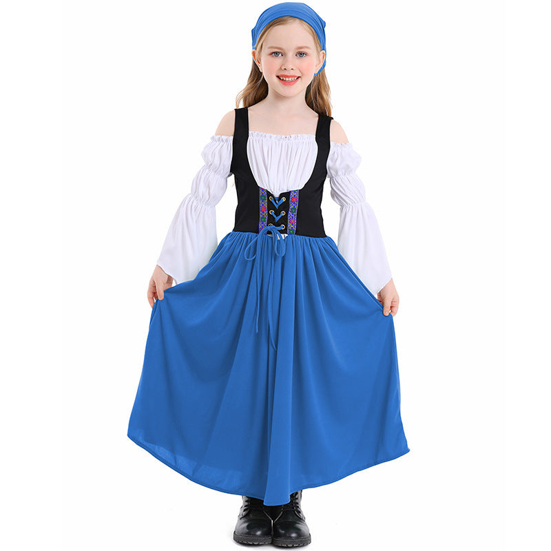 Kostüm für Mädchen im mittelalterlichen Stil mit Schnürmieder
