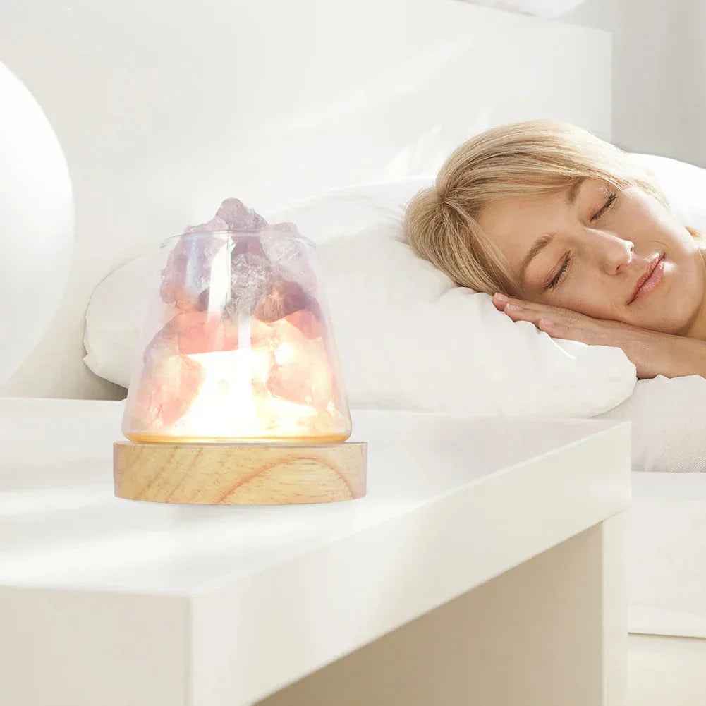 Salzlampe - Eisenrahmen - Tischleuchte