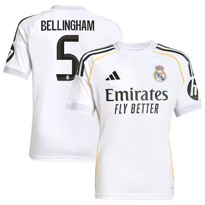 Maillot domicile joueur Bellingham 5 du Real Madrid 2025/26