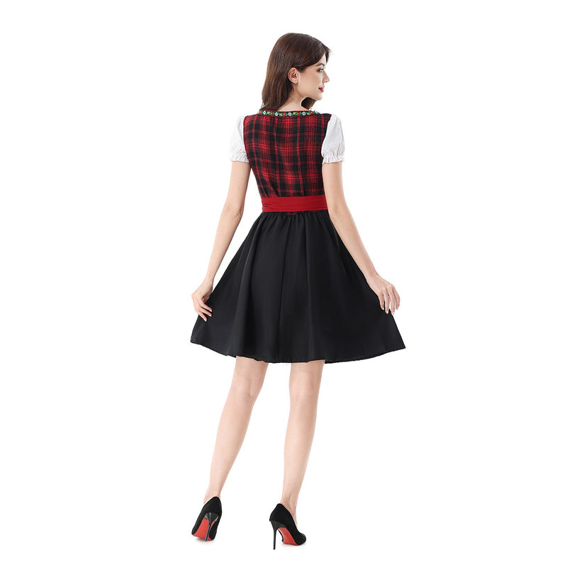 Dirndlkleid für Damen mit kariertem Mieder und Puffärmeln