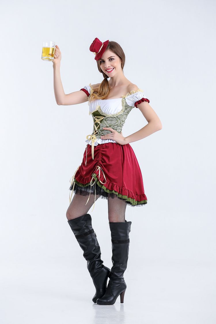 Oktoberfest-Kostüm für Damen mit Schnürcorsage und Trompetenärmeln