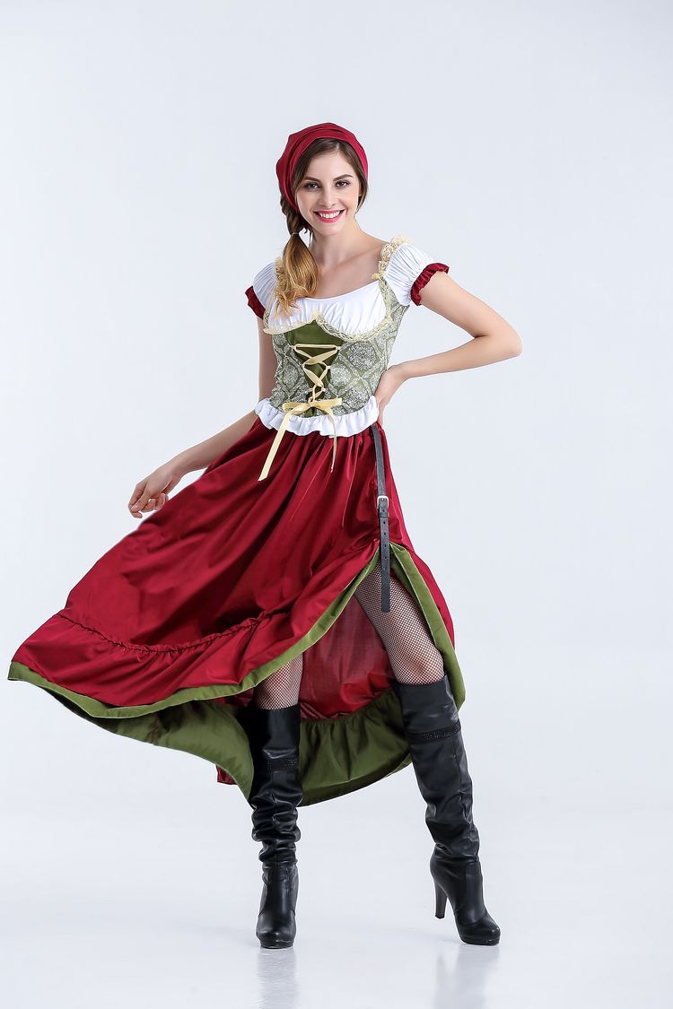 Oktoberfest-Kostüm für Damen mit Schnürcorsage und Trompetenärmeln