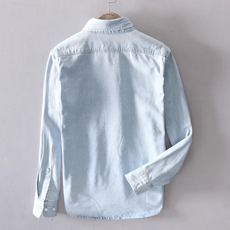Camicia Heritage in Denim di Cotone con Bottoni