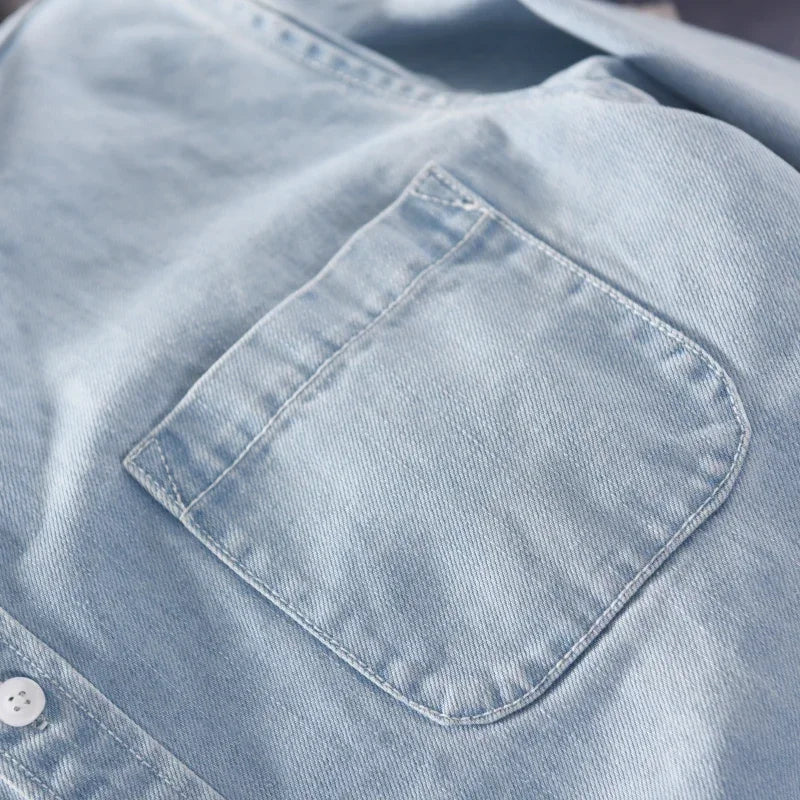 Camicia Heritage in Denim di Cotone con Bottoni