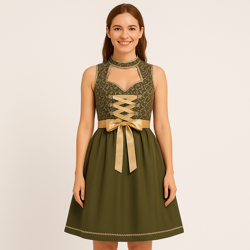 Bayerisches Dirndl für Damen mit Schnürmieder und Schürze