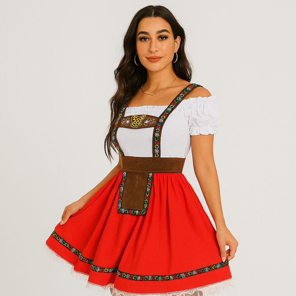 Dirndl für Damen mit Carmen-Ausschnitt