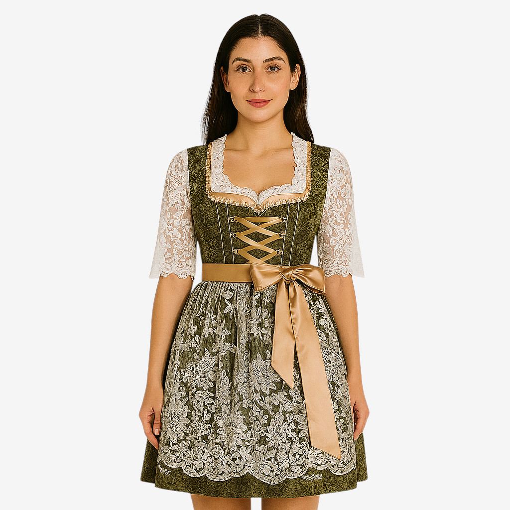 Dirndl für Damen mit Spitzenmieder und Schleifendetail