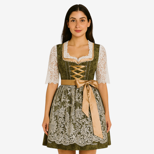 Dirndl für Damen mit Spitzenmieder und Schleifendetail