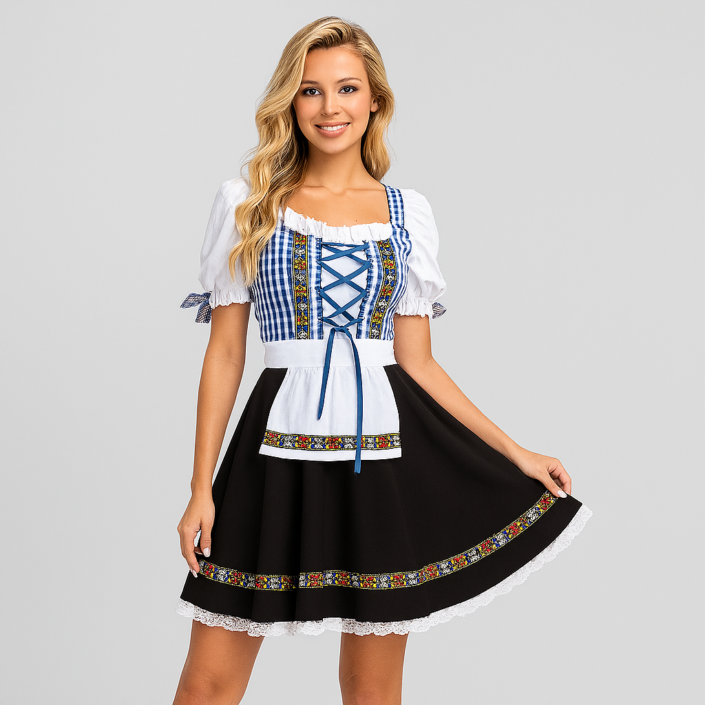 Kleid für Damen mit Floral-Zickzack-Muster