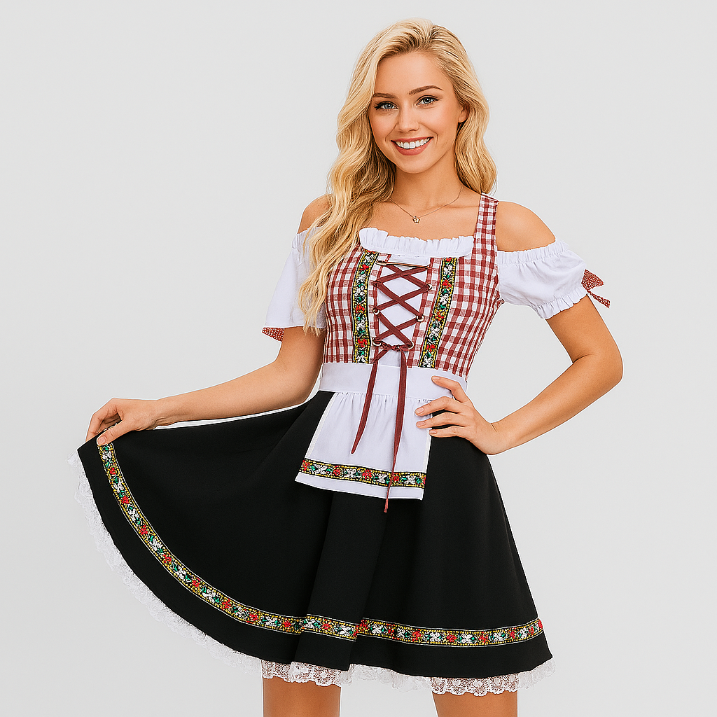 Kleid für Damen mit Floral-Zickzack-Muster
