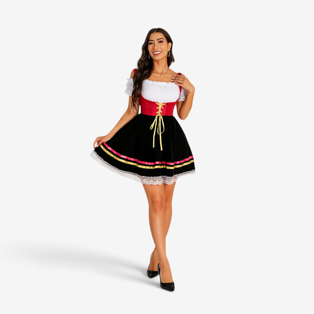 Dirndl für Damen mit Carmen-Ausschnitt