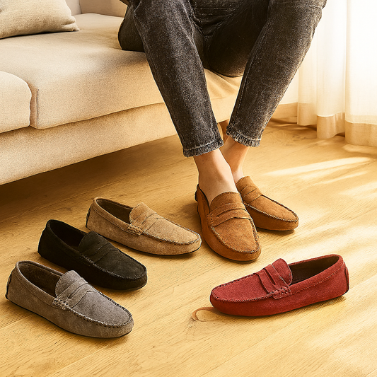 Milano Herren Leder Slipper – Klassische Slip-On Schuhe mit rutschfester Sohle