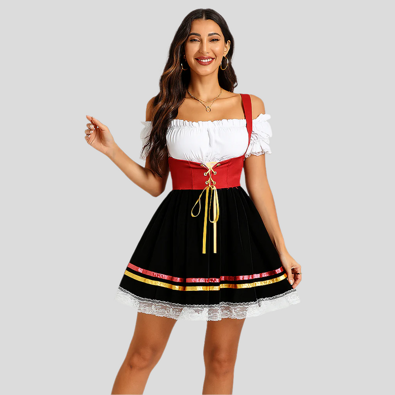Dirndl für Damen mit Carmen-Ausschnitt