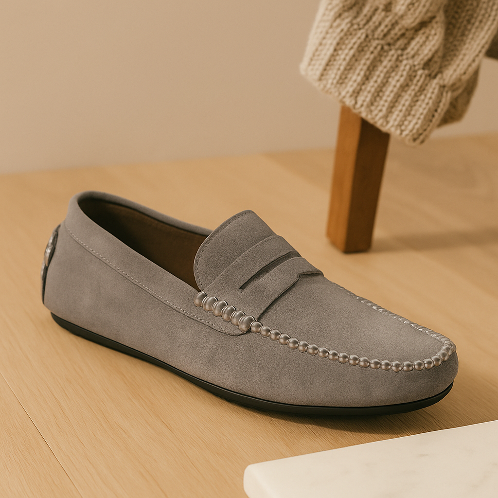 Milano Herren Leder Slipper – Klassische Slip-On Schuhe mit rutschfester Sohle