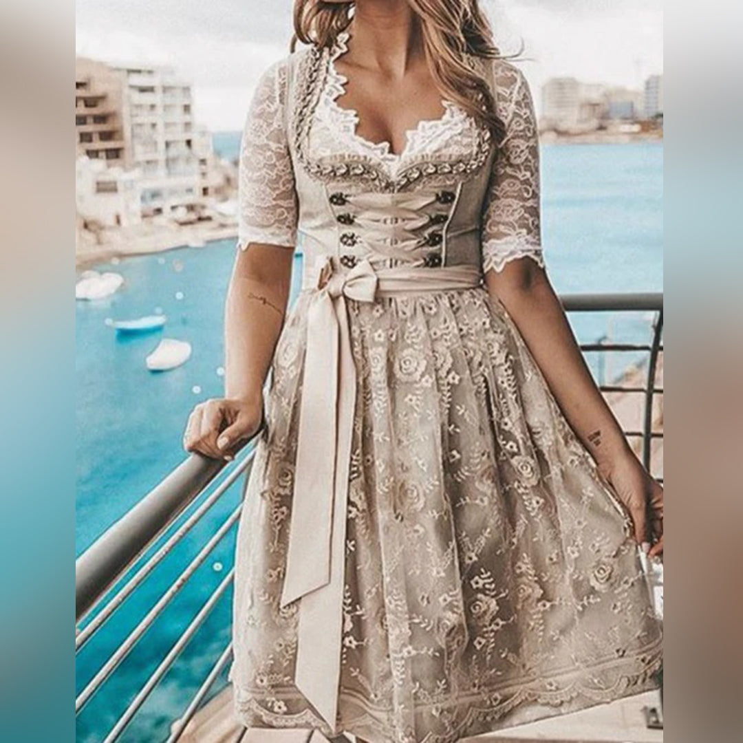 Oktoberfestkleid für Damen im eleganten Stil mit Gürtel