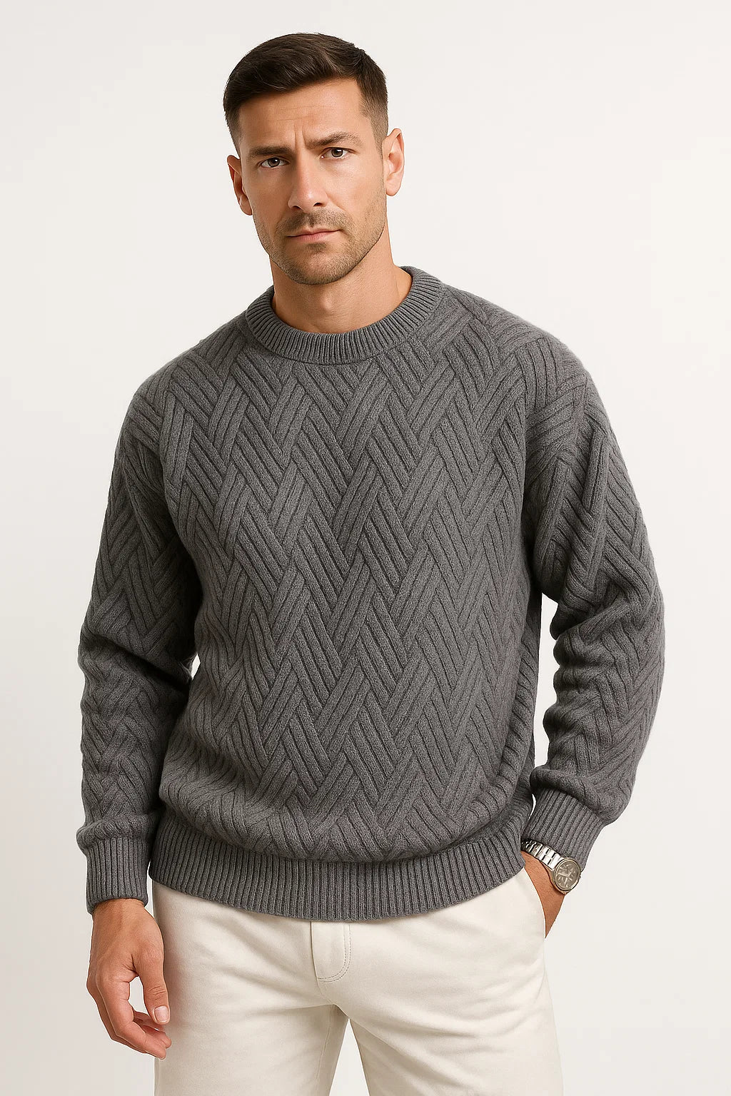 Maglione Uomo in Maglia | Taglio Casual & Dettagli a Costine