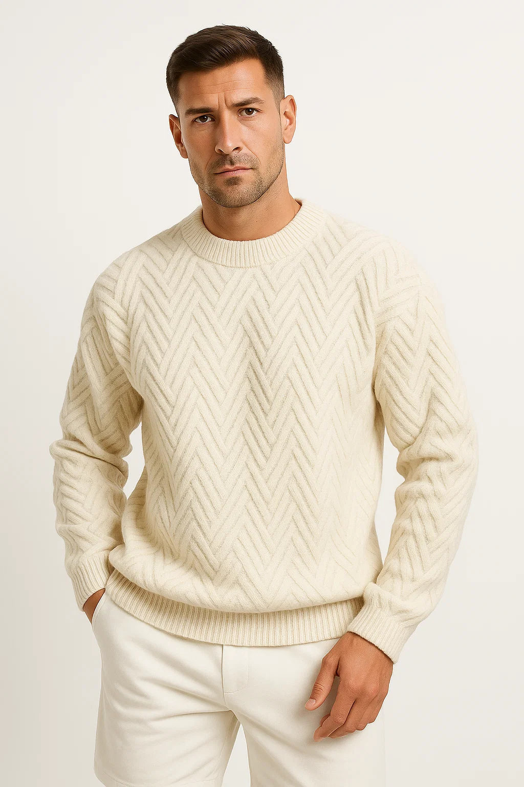 Maglione Uomo in Maglia | Taglio Casual & Dettagli a Costine