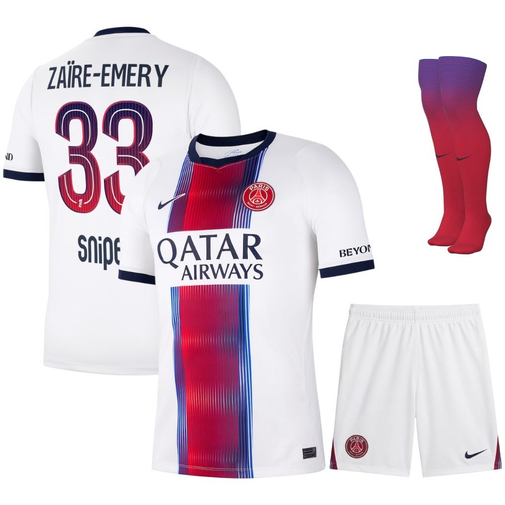 Paris Saint-Germain – Conjunto de camiseta visitante – 2026/27 – Niño – Zaïre-Emery – Blanco