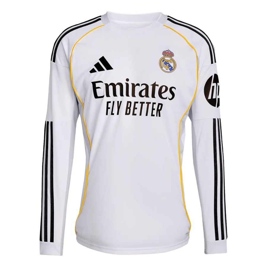 Real Madrid Heim-Trikot für Herren 2025/26 – Langarm, Weiß