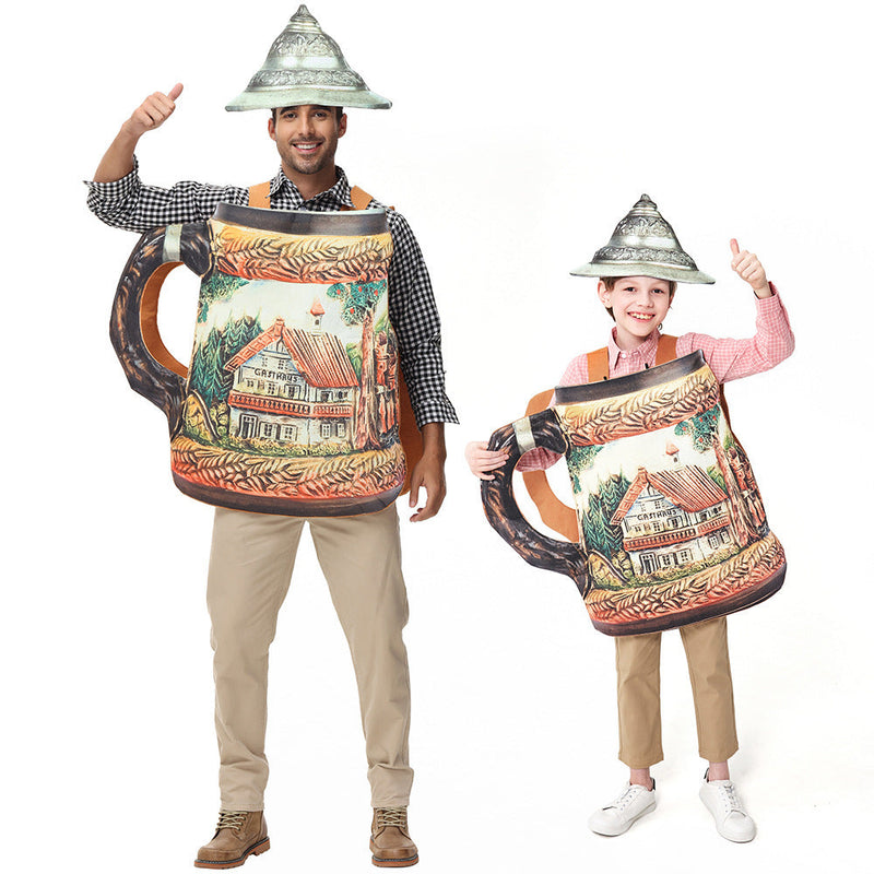 Bierkrug-Kostüm für Herren mit abnehmbarem Deckel