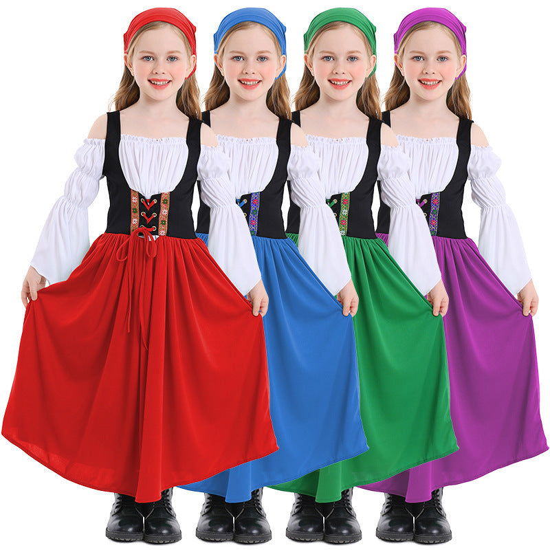 Kostüm für Mädchen im mittelalterlichen Stil mit Schnürmieder