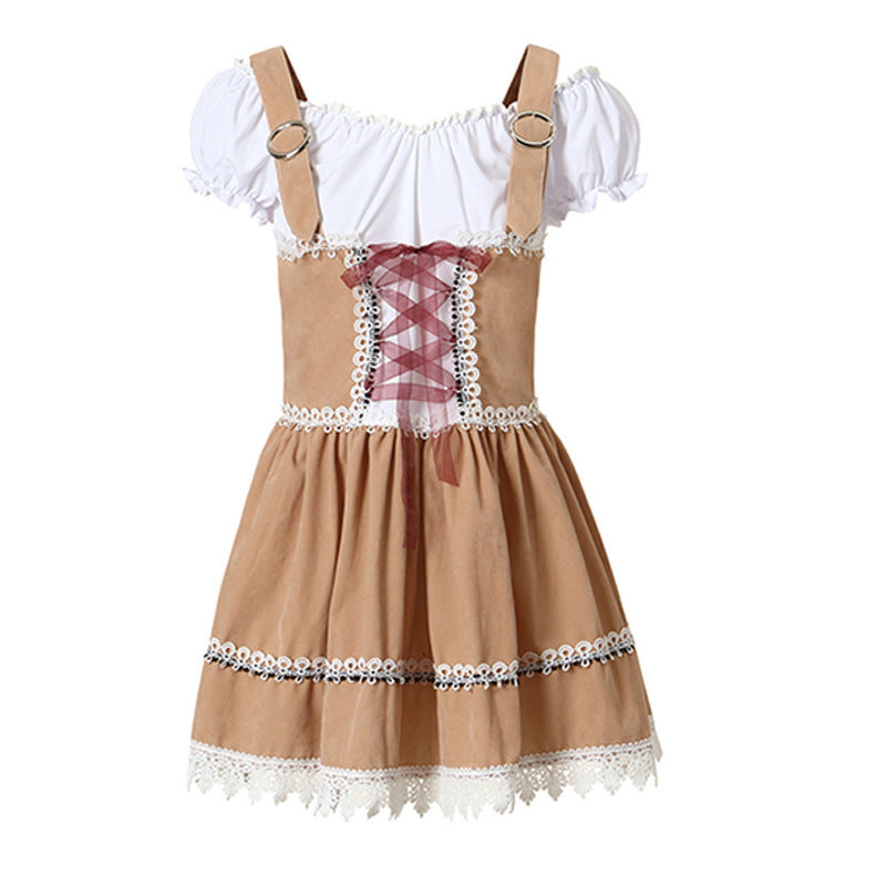 Trachten-Minikleid für Damen mit Carmenbluse und Hut