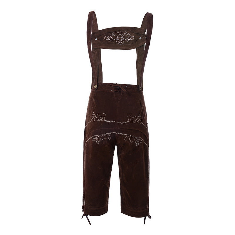 Wildleder-Lederhose für Herren mit Stickerei