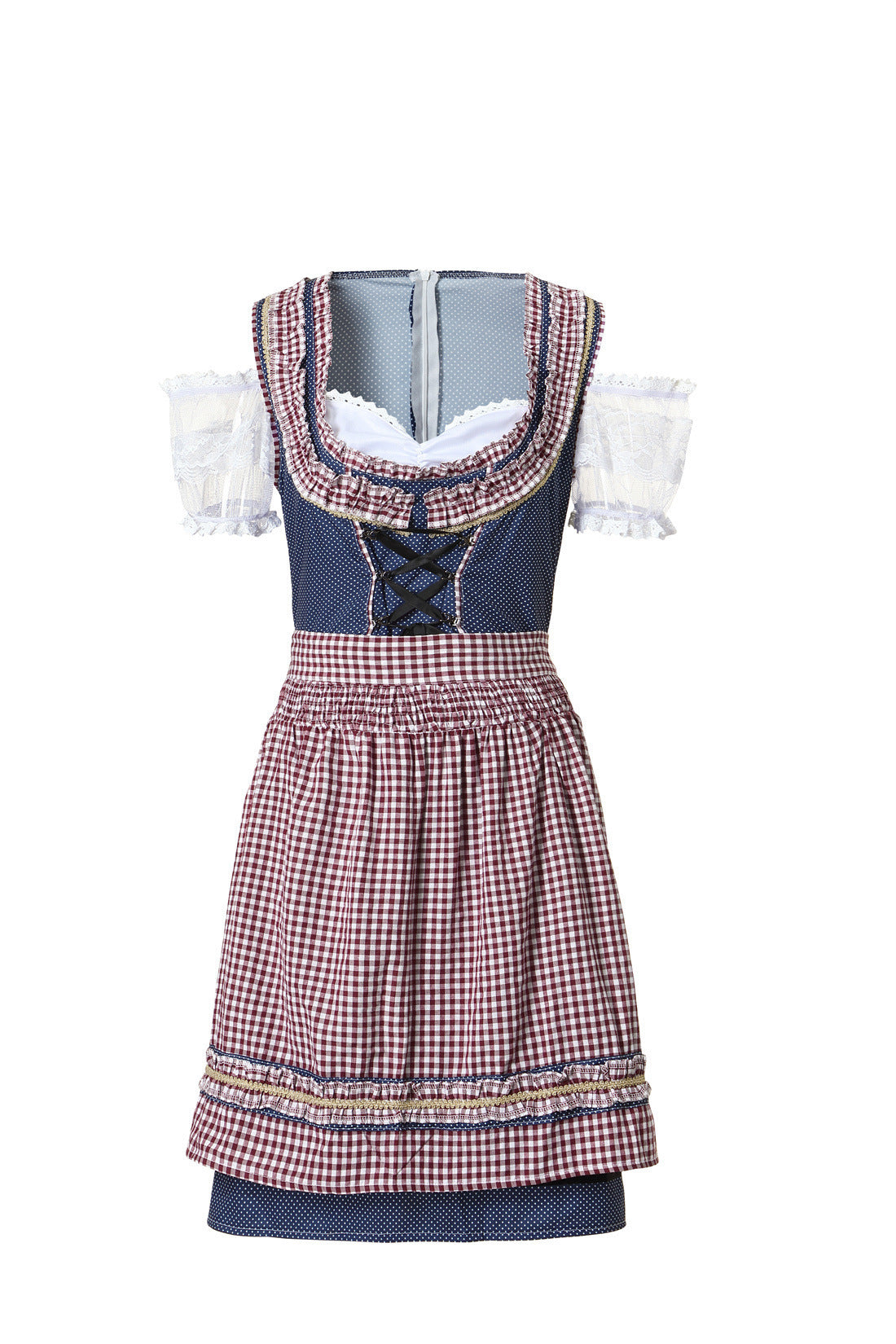 Trachtenkleid für Damen mit Schnürmieder und Spitzenärmeln