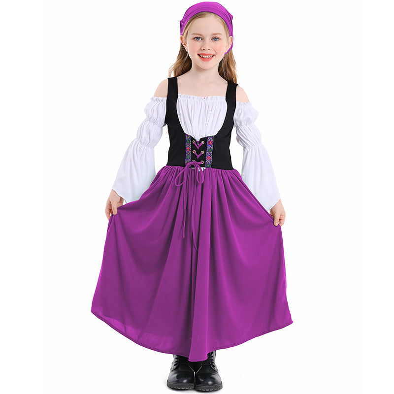 Kostüm für Mädchen im mittelalterlichen Stil mit Schnürmieder