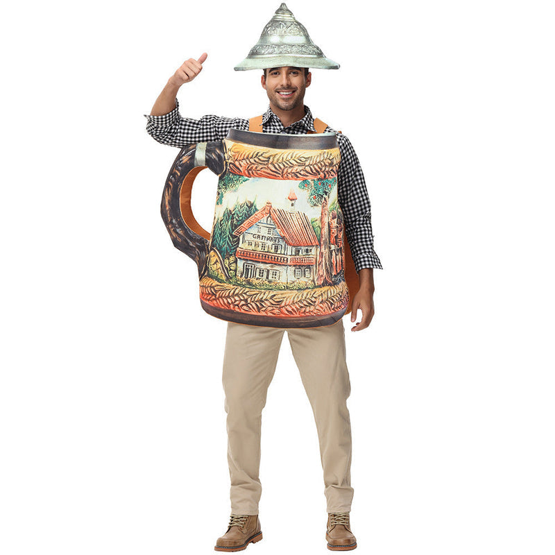 Bierkrug-Kostüm für Herren mit abnehmbarem Deckel