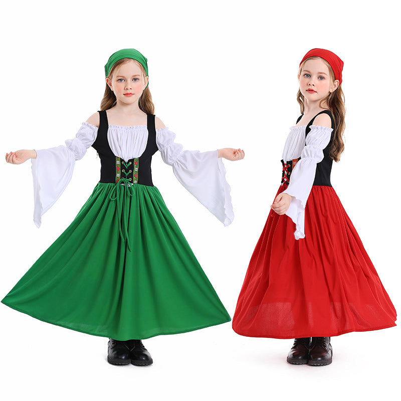 Kostüm für Mädchen im mittelalterlichen Stil mit Schnürmieder