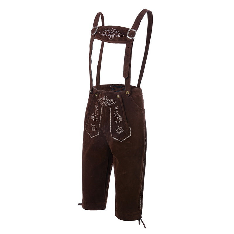 Wildleder-Lederhose für Herren mit Stickerei
