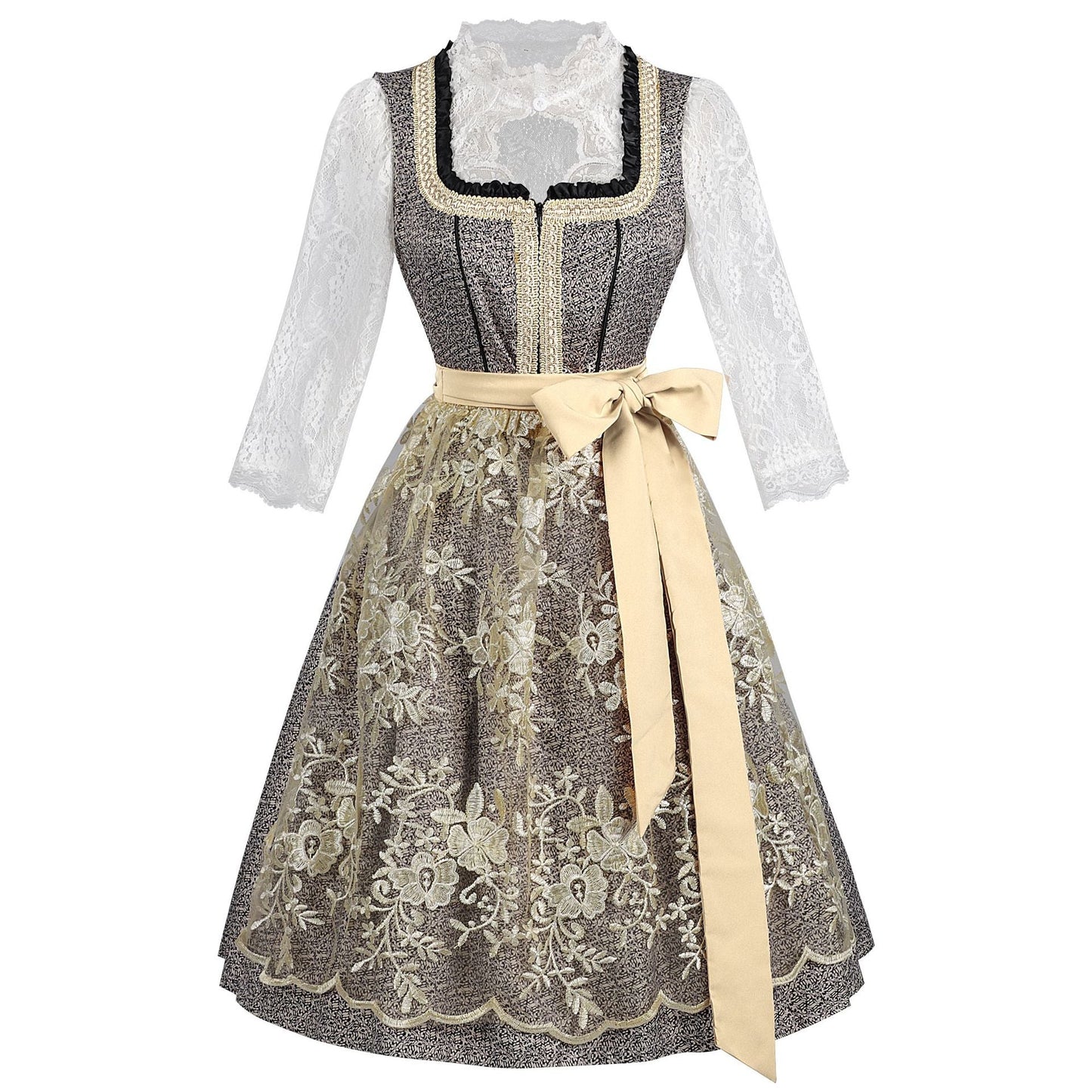 Oktoberfest-Kleid für Damen mit Rüschen und Borte