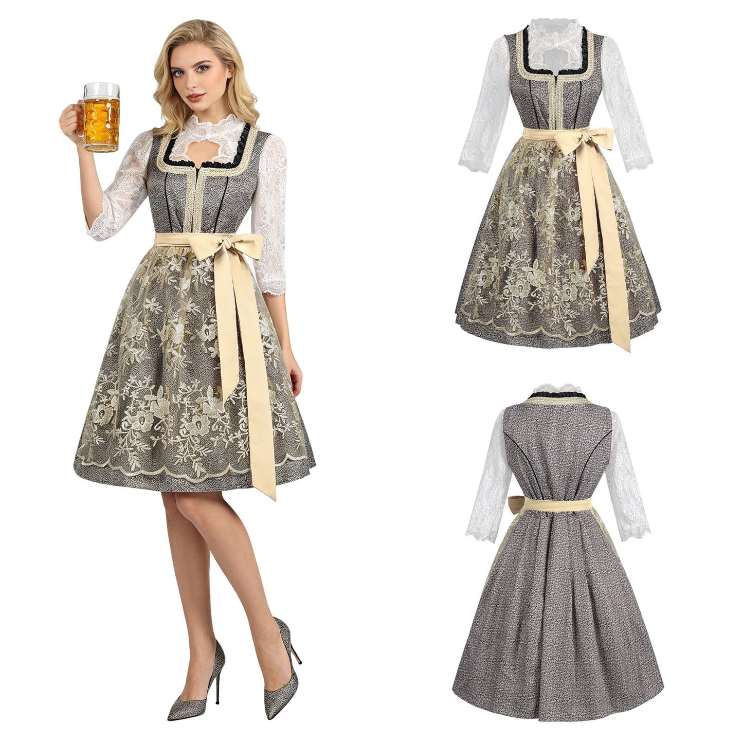 Oktoberfest-Kleid für Damen mit Rüschen und Borte