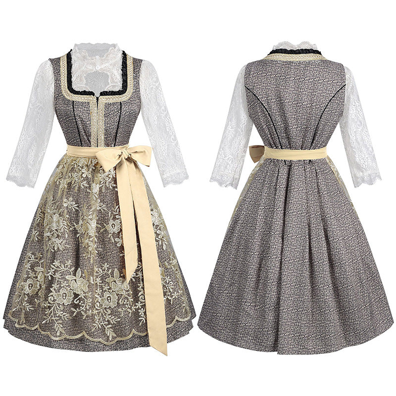 Oktoberfest-Kleid für Damen mit Rüschen und Borte