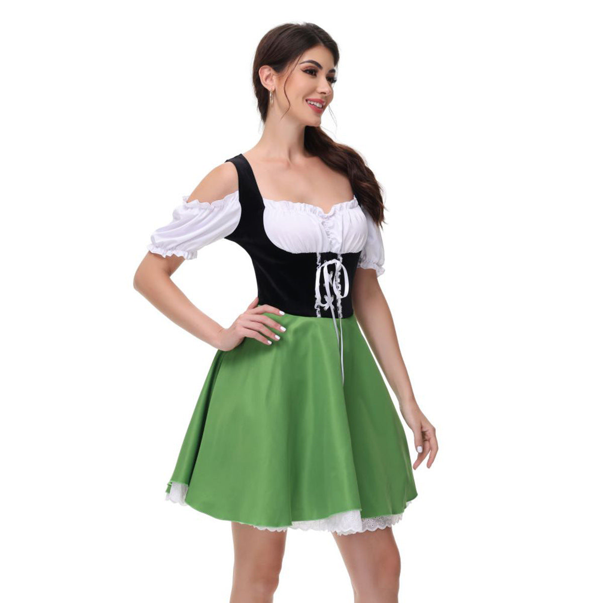 Trachtenkleid für Damen mit Puffärmeln und Schnürung