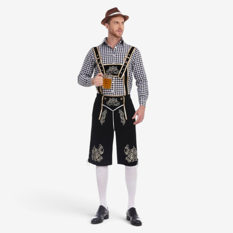 Trachtenlederhose für Herren mit barocker Stickerei