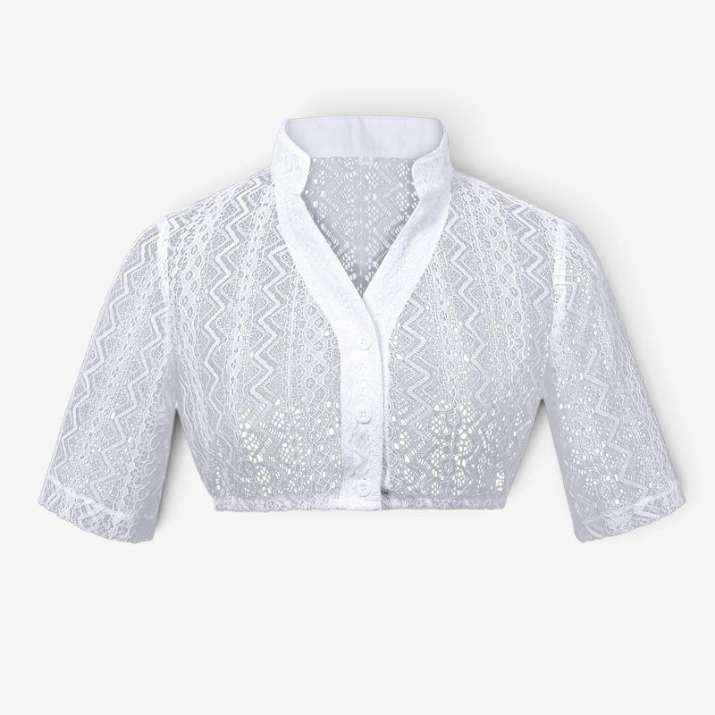 Spitzenbolero-Bluse für Damen mit Stehkragen
