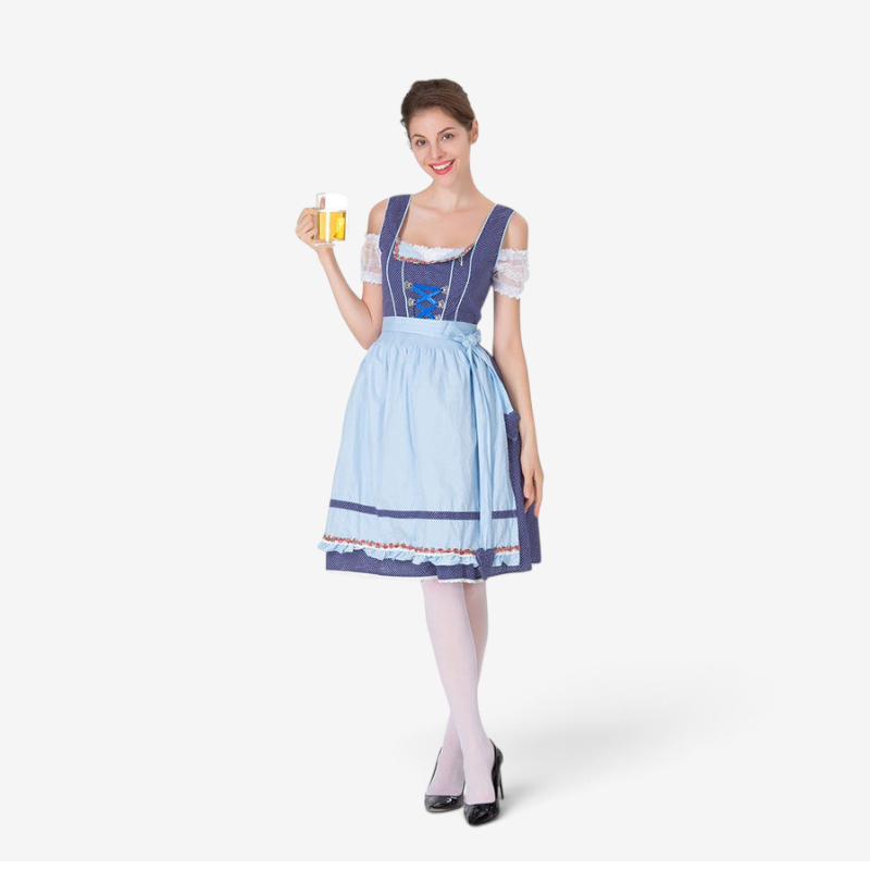 Dirndlkleid für Damen mit Schürze und Herz-Ausschnitt