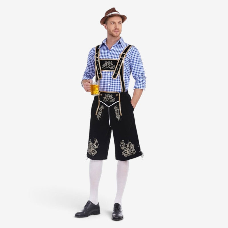 Trachtenlederhose für Herren mit barocker Stickerei