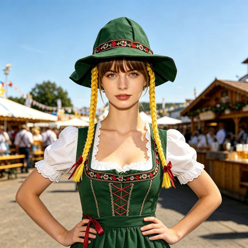 Sonnenhut für Damen mit geflochtenen Zöpfen und breiter Krempe