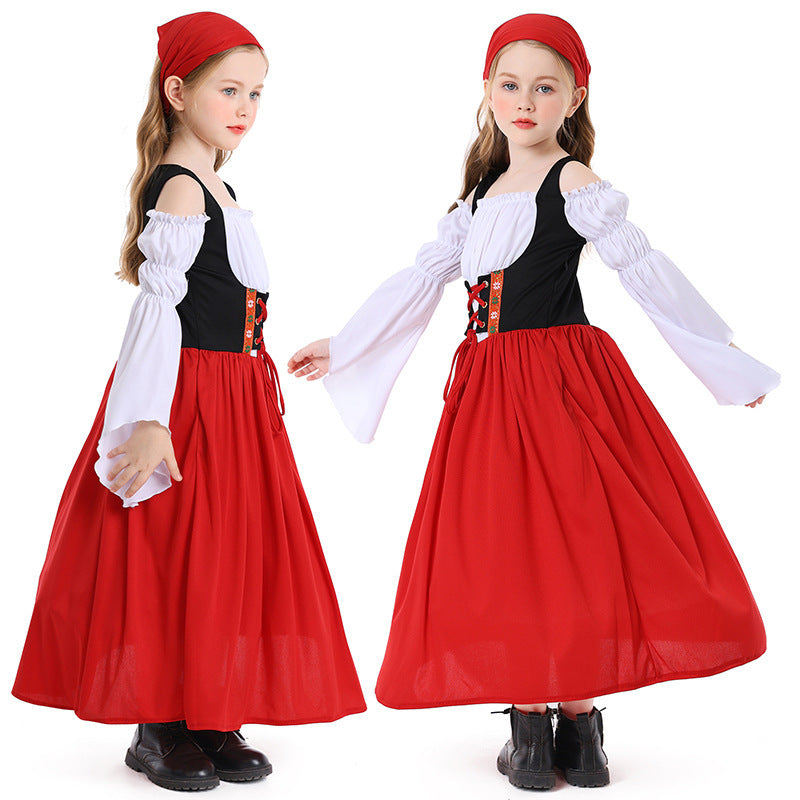 Kostüm für Mädchen im mittelalterlichen Stil mit Schnürmieder