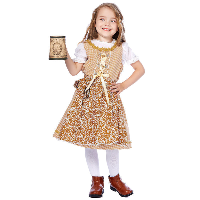Trachtenkleid für Mädchen mit Schürze und Puffbluse