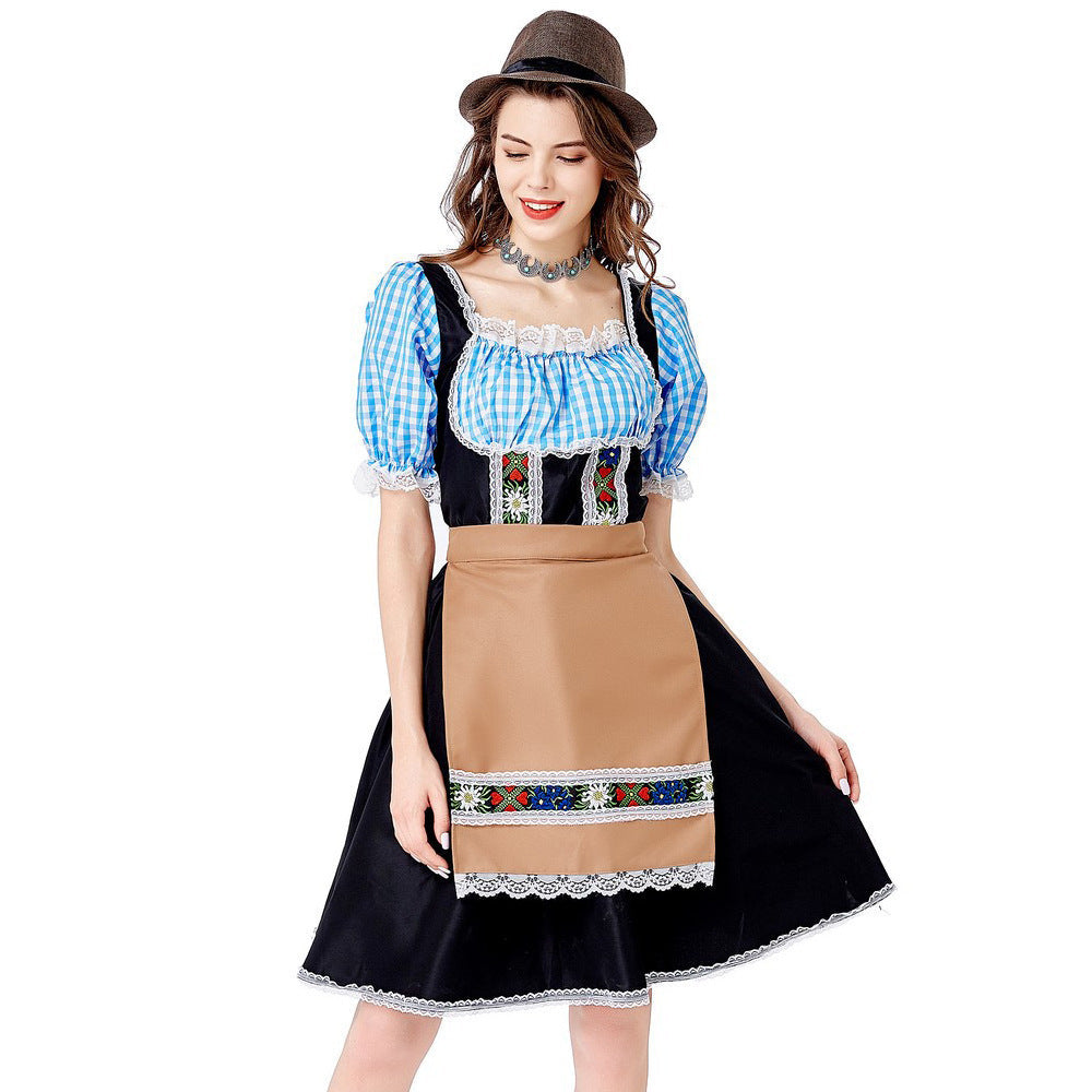 Trachtenkleid für Damen mit Karostoff und Schürze