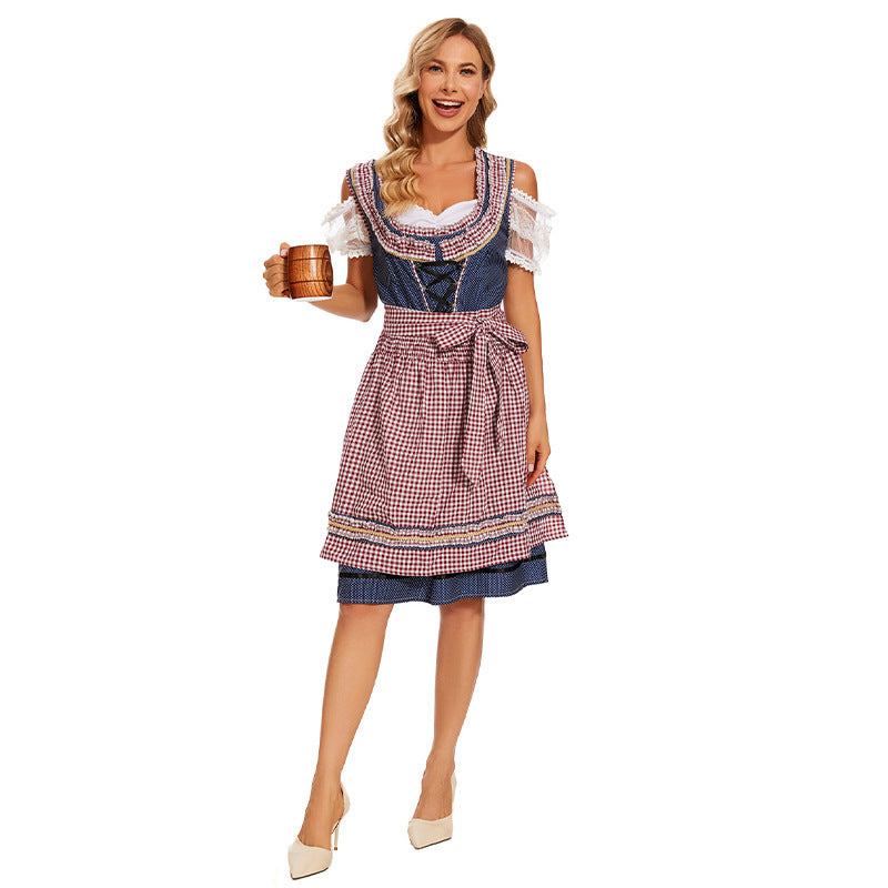 Trachtenkleid für Damen mit Schnürmieder und Spitzenärmeln