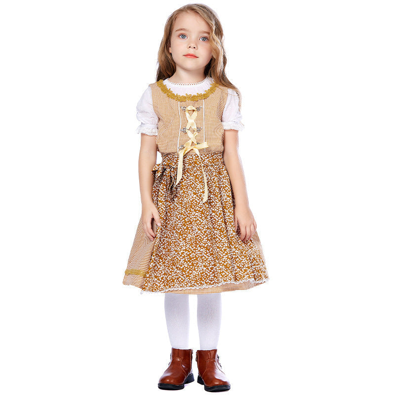 Trachtenkleid für Mädchen mit Schürze und Puffbluse